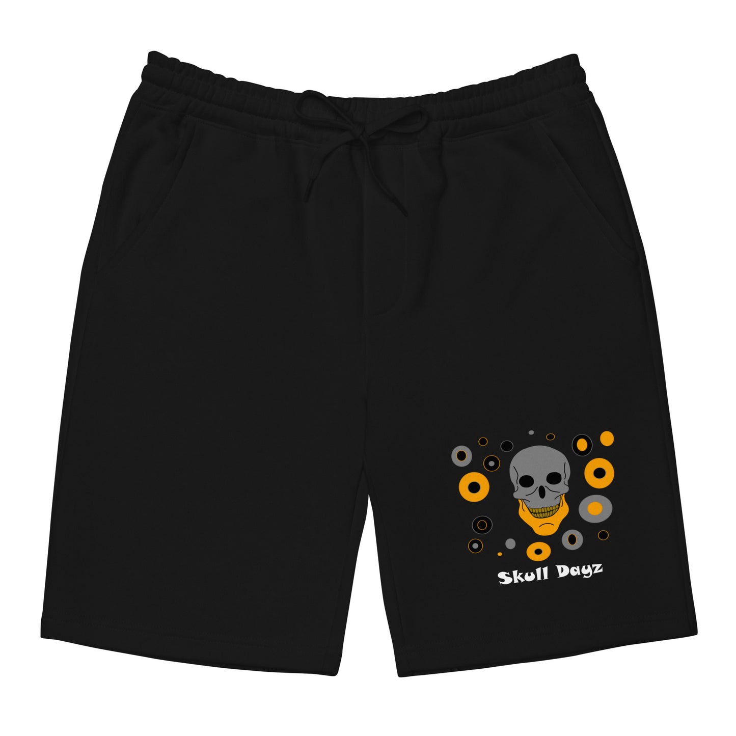 Abstract Orange and Gray Skull Dayz fleece shorts - Skull Dayz