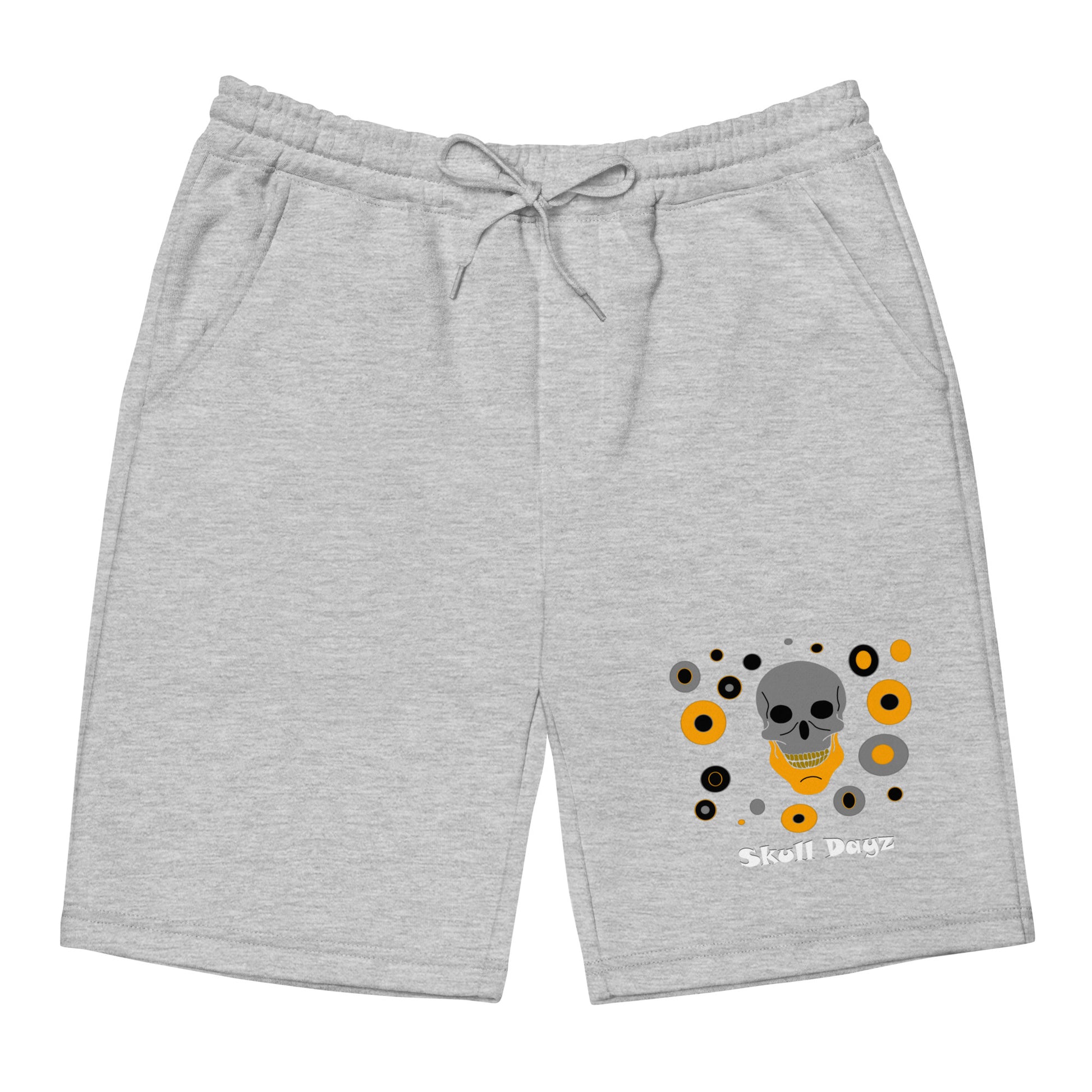 Abstract Orange and Gray Skull Dayz fleece shorts - Skull Dayz