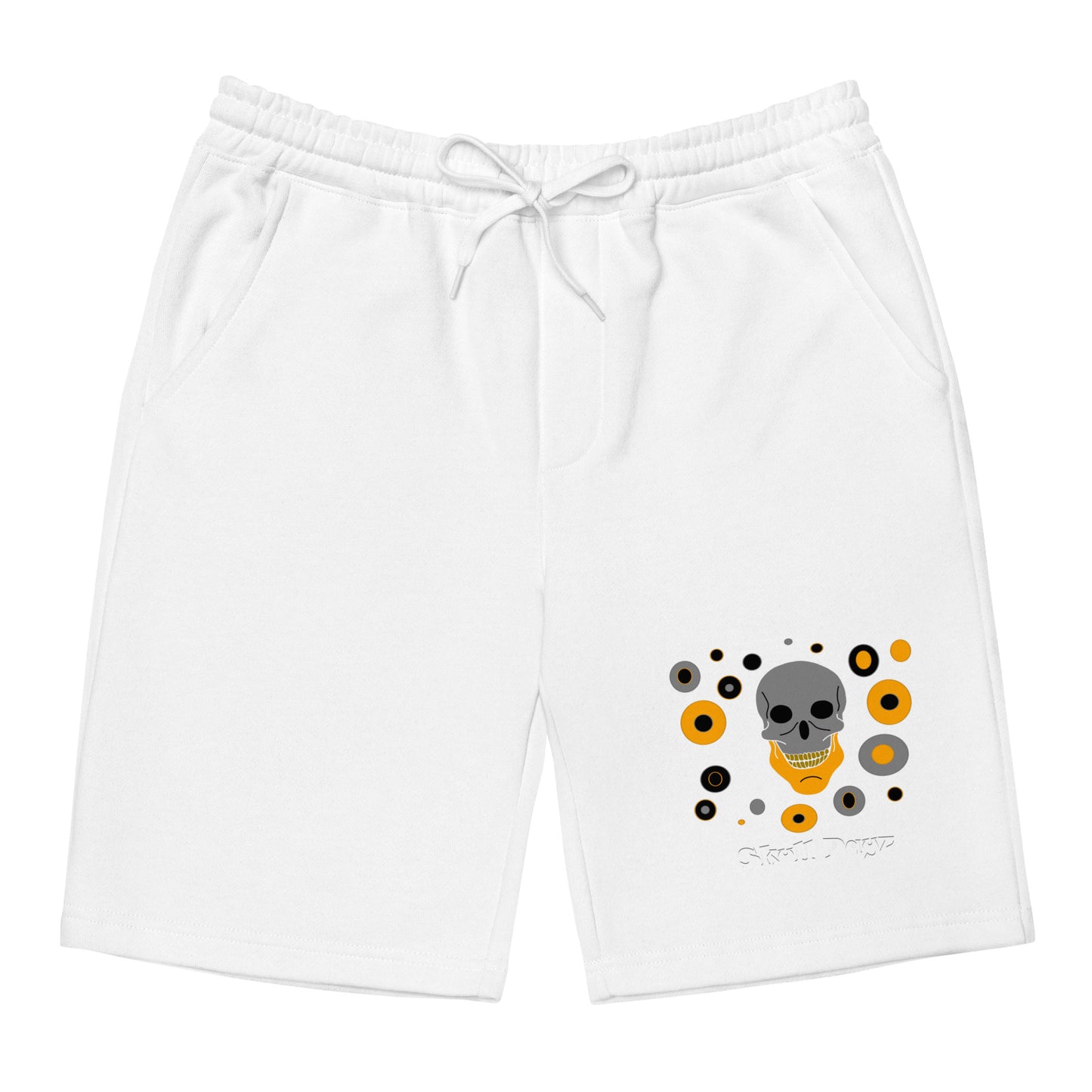 Abstract Orange and Gray Skull Dayz fleece shorts - Skull Dayz